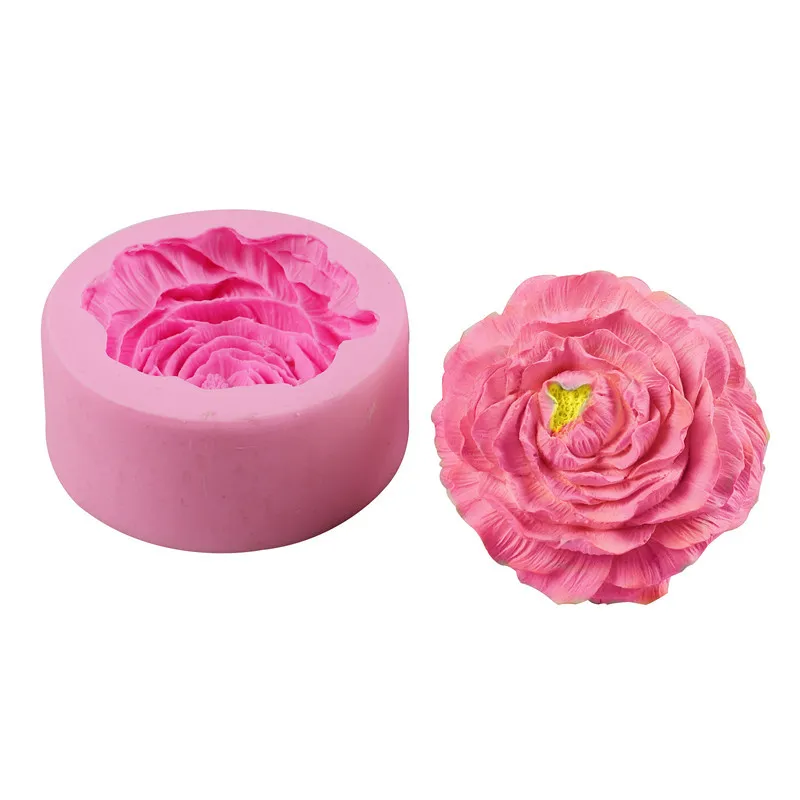 BPA free Flower Fondant Silicone Mold for Handmade Cake Decoration Peony Flower Silicone Soap Molds 3D Resin Candle Molds
