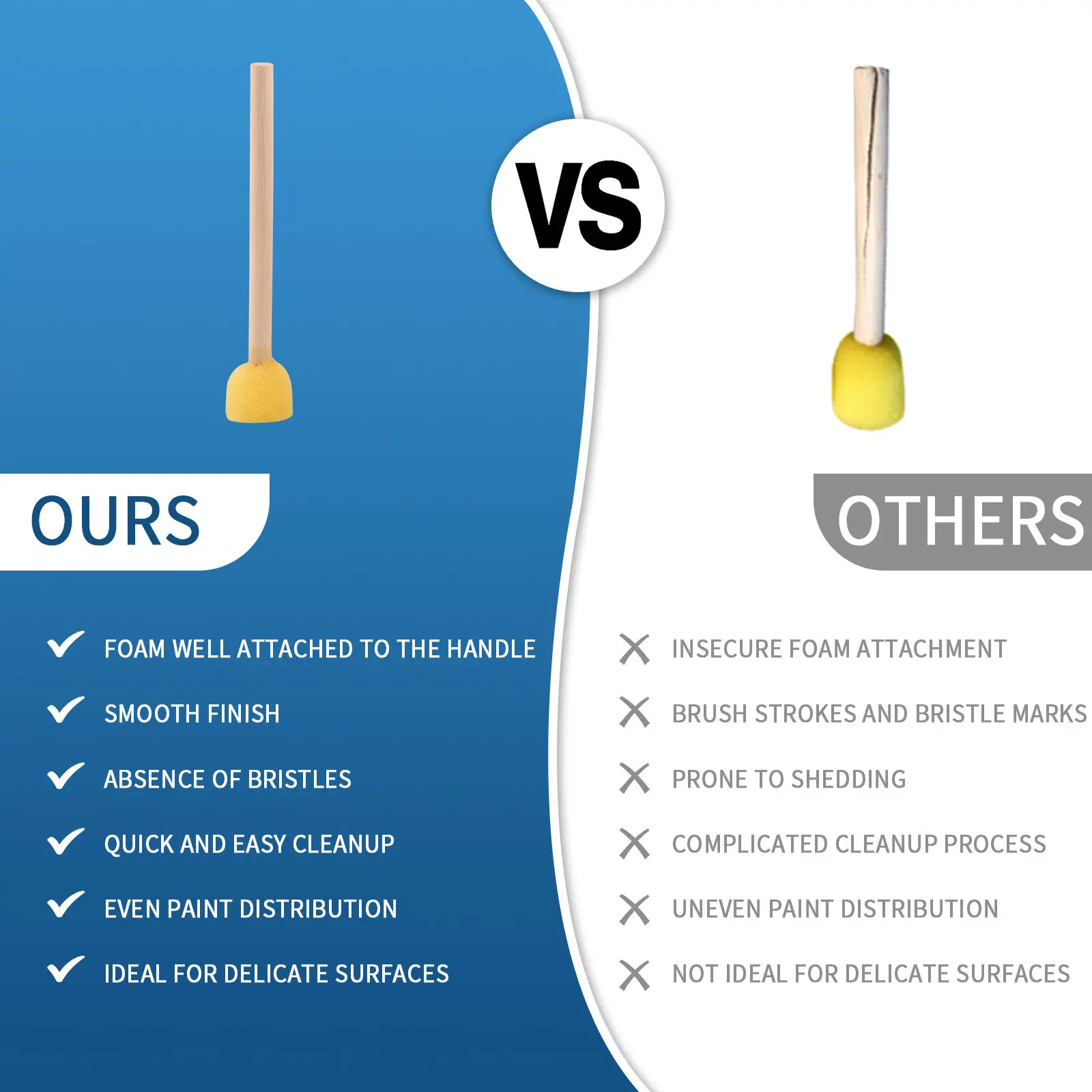 Hot selling colored foam paint brush wood handle for kids diy school children education round shape painting mushroom stamp