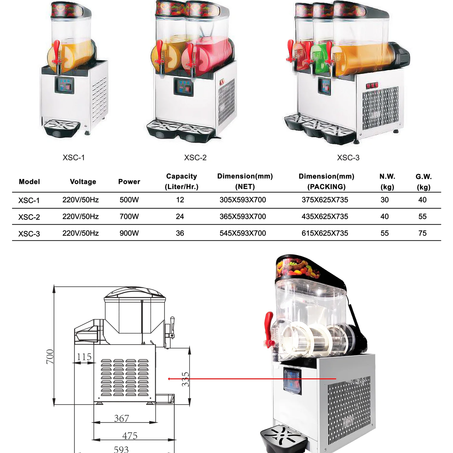 slushie making machine with triple tanks slush dispenser for cocktail and frozen beverages making