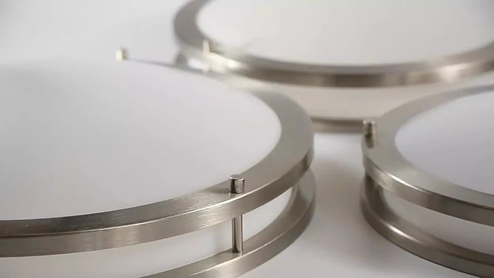 Dual Ring Ceiling Light Brushed Nickel Led Ceiling Light for Kitchen Bedroom Hallway Porch Led Lights Large Flush Mount