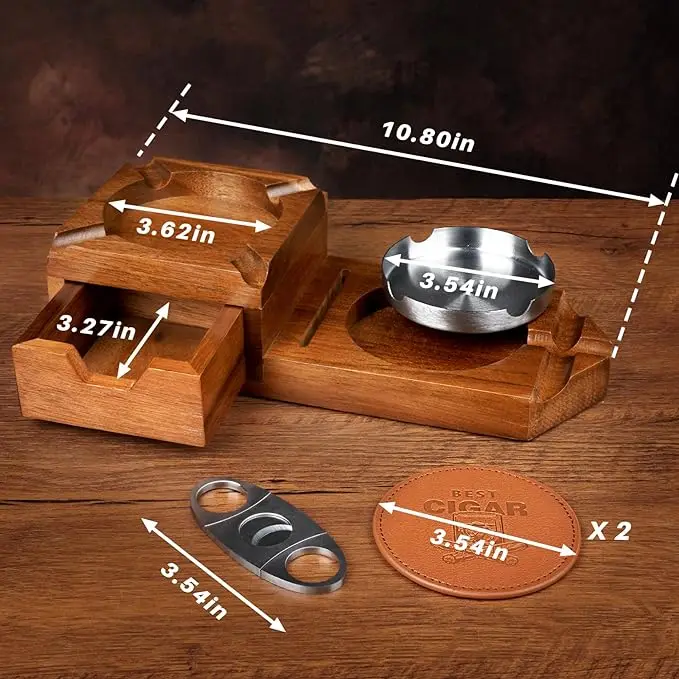 Cigar Ashtray Coaster Whiskey Glass Tray and Cigar Holder