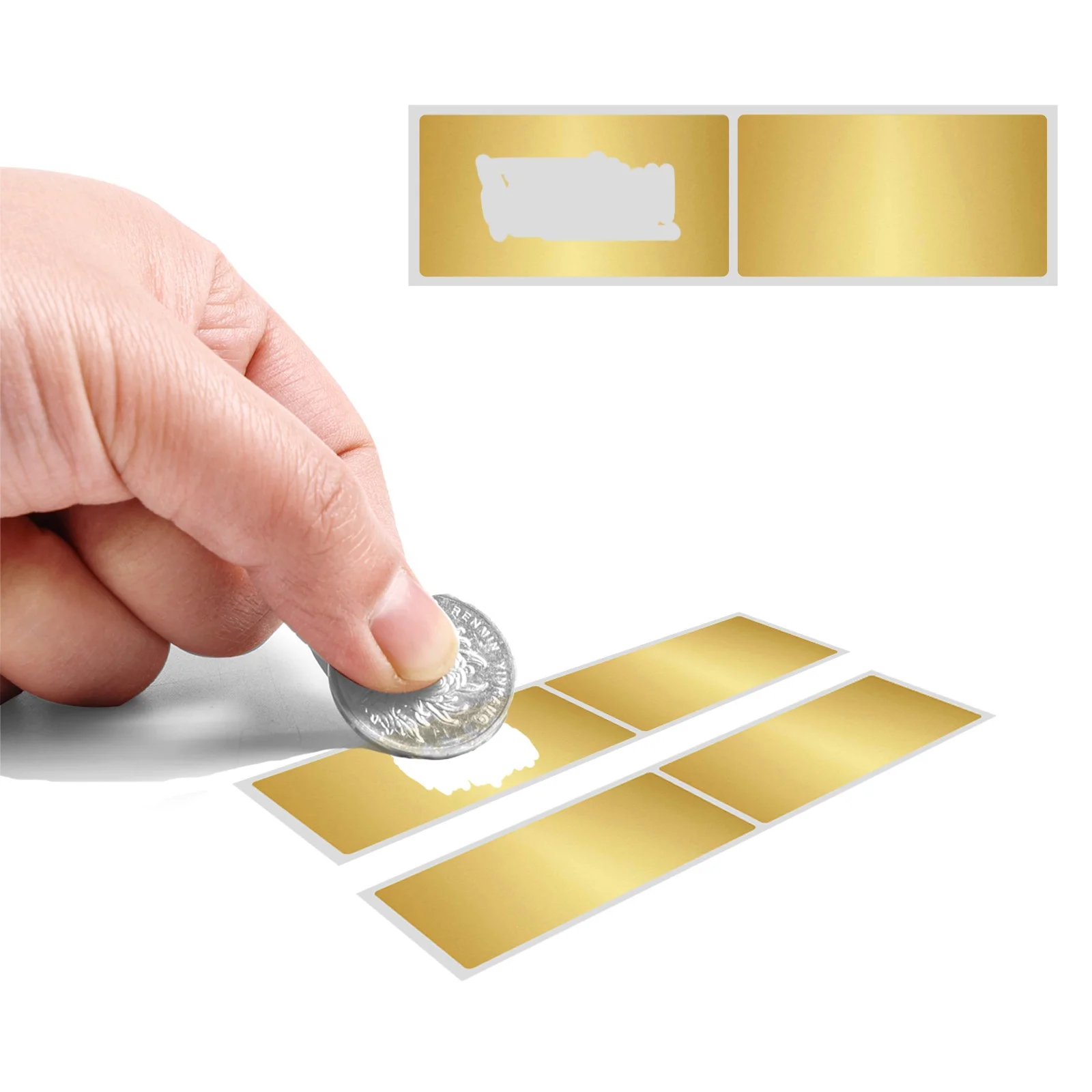 Gold Rectangle Shape Scratch Off Label Scratch Card Stickers