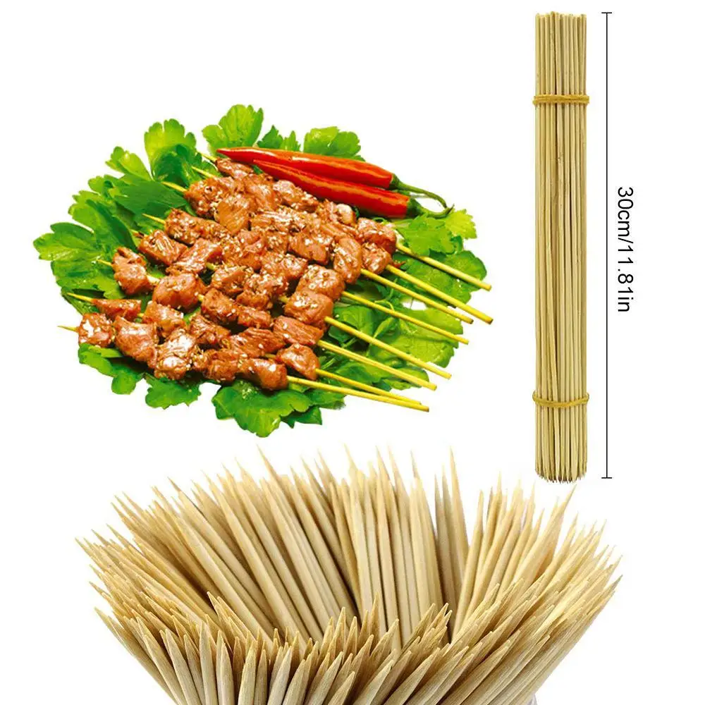 BBQ Outdoor Picnic Bamboo Skewers Wooden Sticks Barbecue Grill Accessories Fruit Fountain Stick Party Grill Barbecue Tool