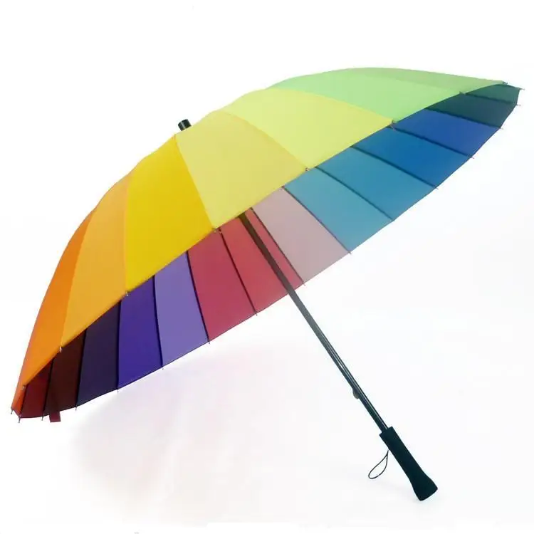 Unique Design 24k New Long-handle Colorful Umbrella 2-3 People Car Luxury Large Windproof Straight Umbrella
