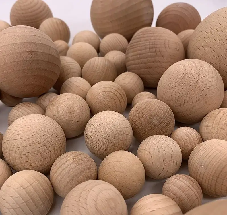 Wholesale log ball smooth natural wood non-porous DIY craft ball unprocessed decorative wood ball