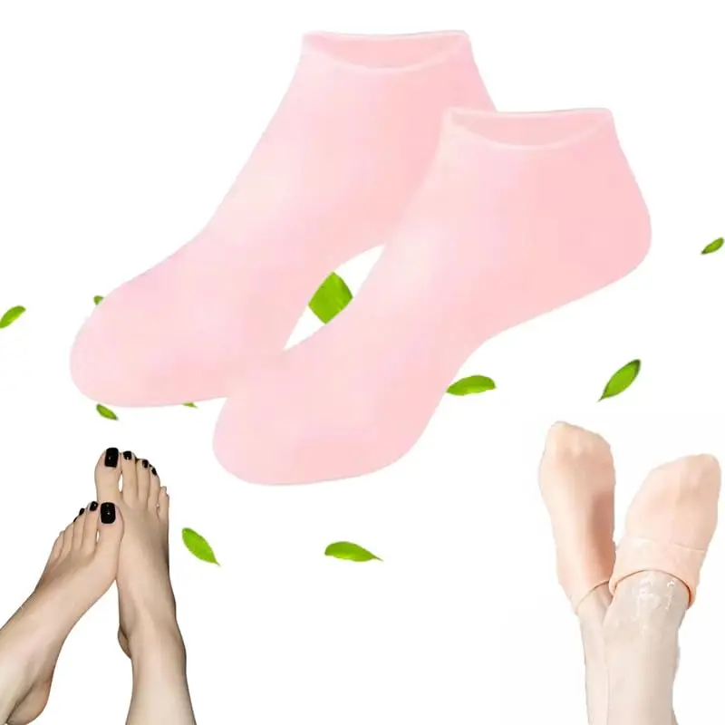 Silicone Moisturizing Socks Softening Dry Cracked Feet Rough Skins & Anti Slip Aloe Socks for Dry Cracked Feet Women