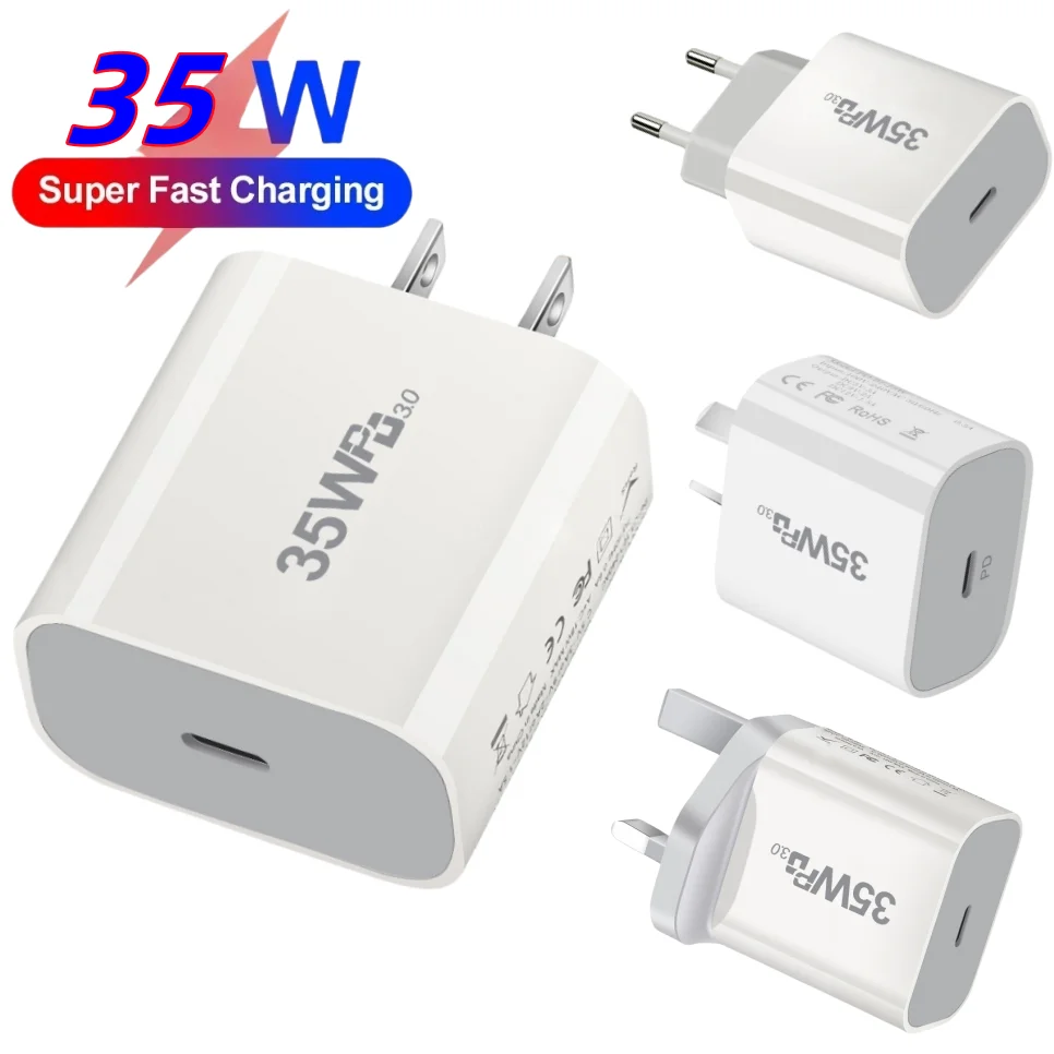 USB C PD 35W Fast Charger Type-C PD Fast Charging power Adapter USB-C Type C Quick Charger Adapter For iPhone 15 ipad samsung