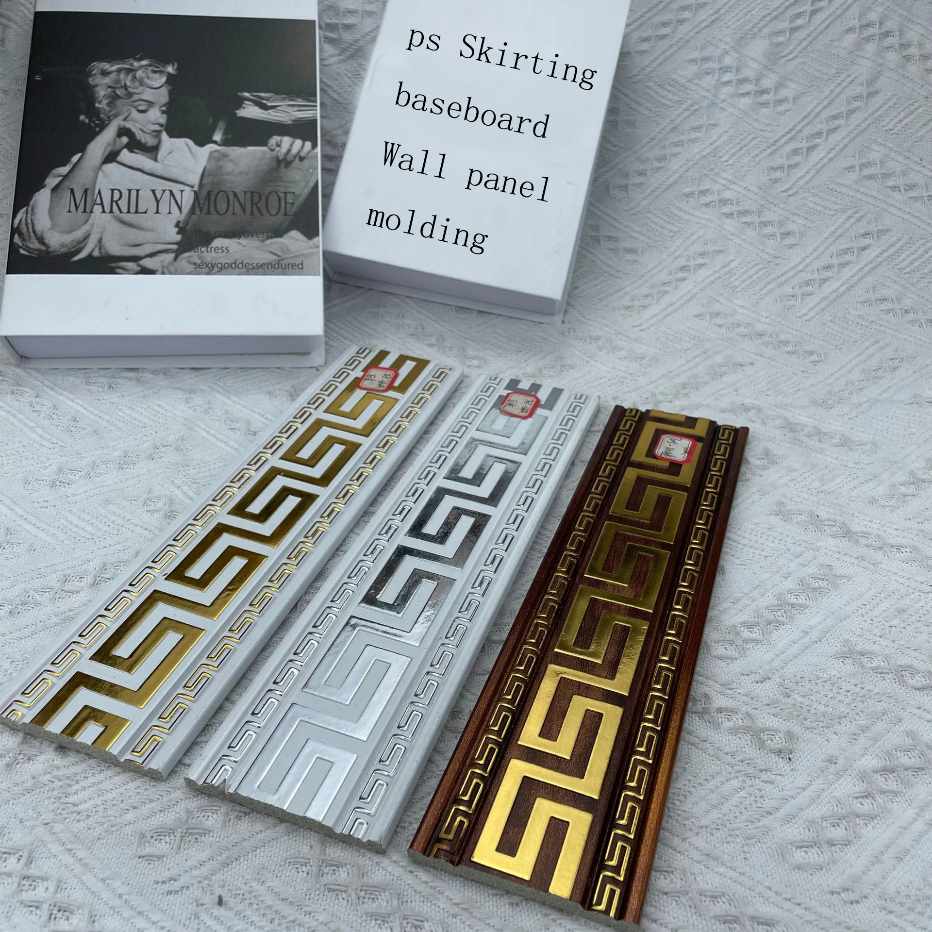 Custom wide polystyrene PS decorative wall ceiling molding lines profiles interior skirting wall waist line