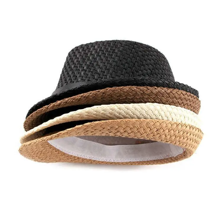 Wholesale Luxury Fedora Men Hats Fashion Simple Design Leather Band Hat Breathable Straw Hats Fedora