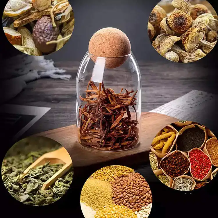 High-quality borosilicate food storage safety glass storage jar with cork