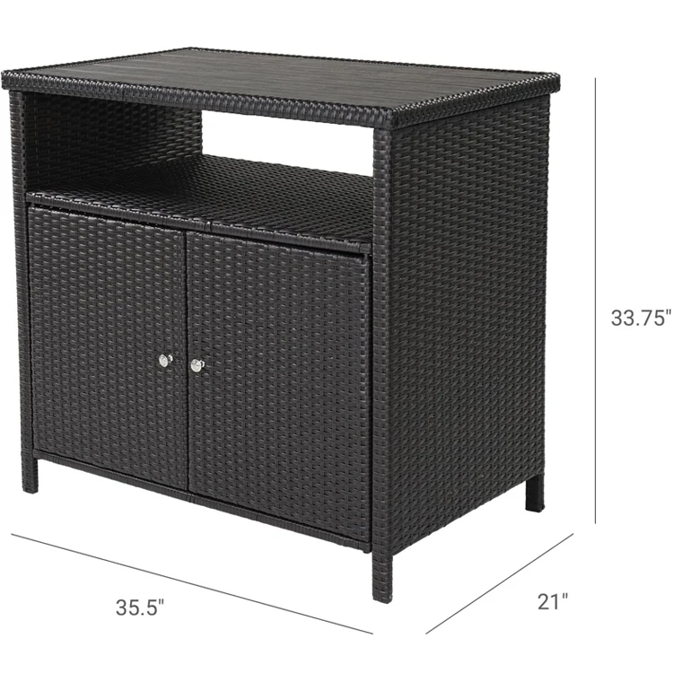 YASN Wicker Rattan Outdoor Storage Cabinet Outdoor Kitchen Storage Cabinet Shelf With Door