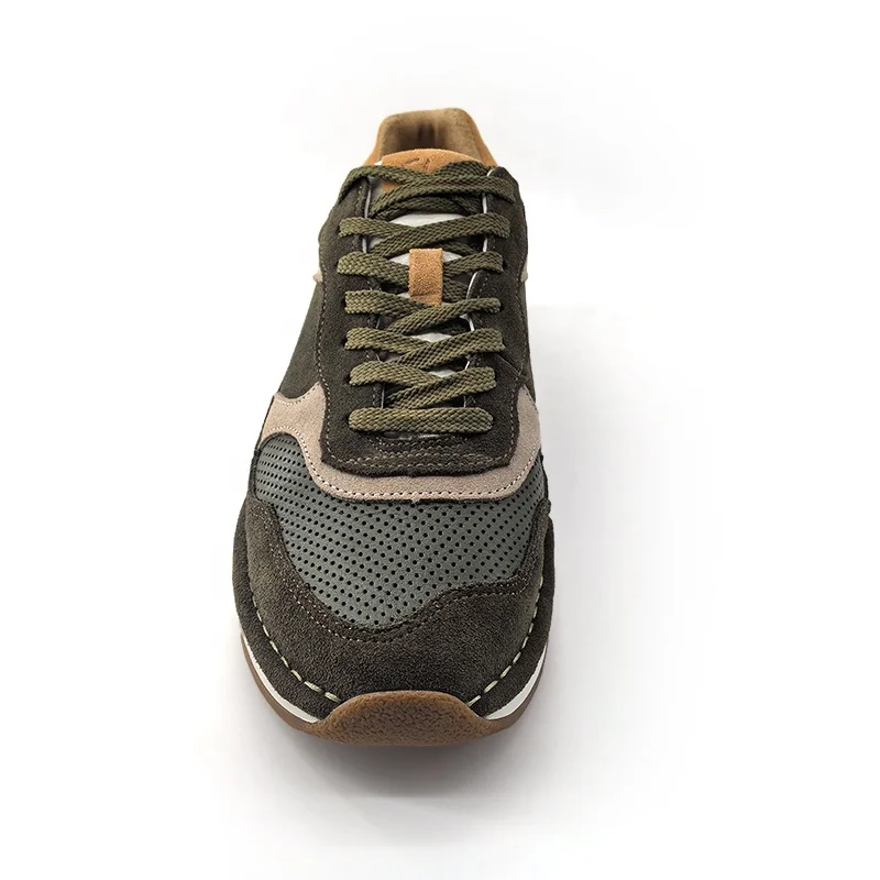 Latest Design Classic Retro Casual Suede 100% Leather Green Yellow Sport Running Walking Style Lightweight Sneaker Shoes For Men