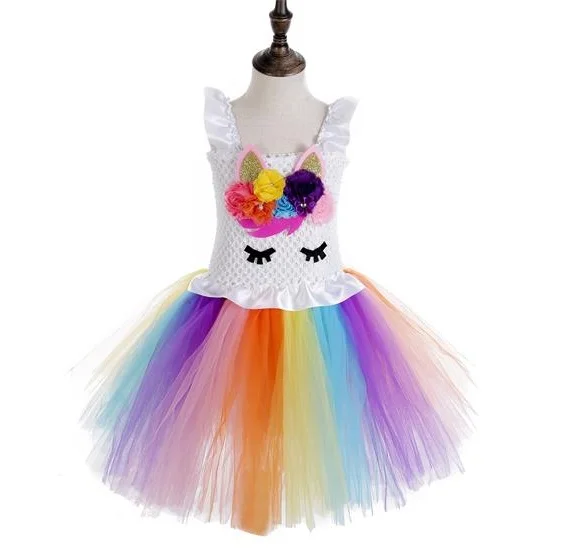 Good Selling Pastel Chiffon Tutu Dress Kids Ball Gown Party Unicorn Costume Outfit For Girls