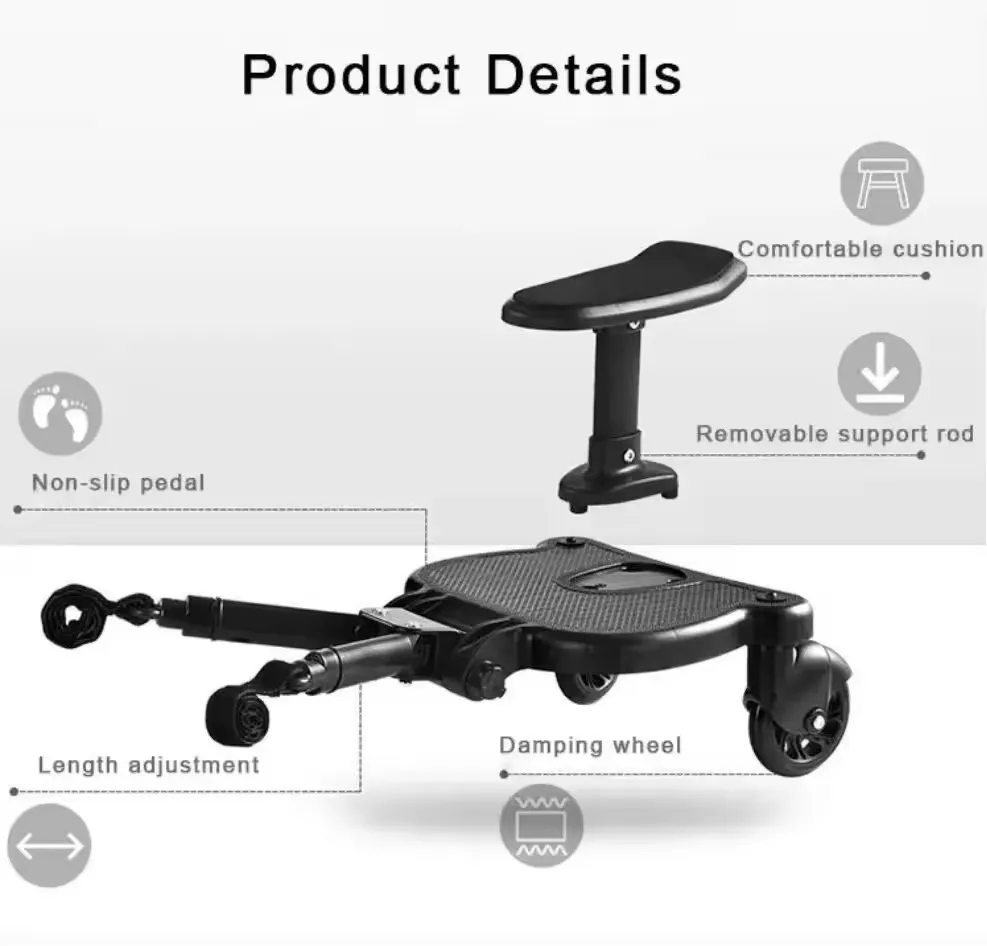 Universal 2-in-1 New Design Children Standing Baby Stroller Board with Seat for Outdoor Travel