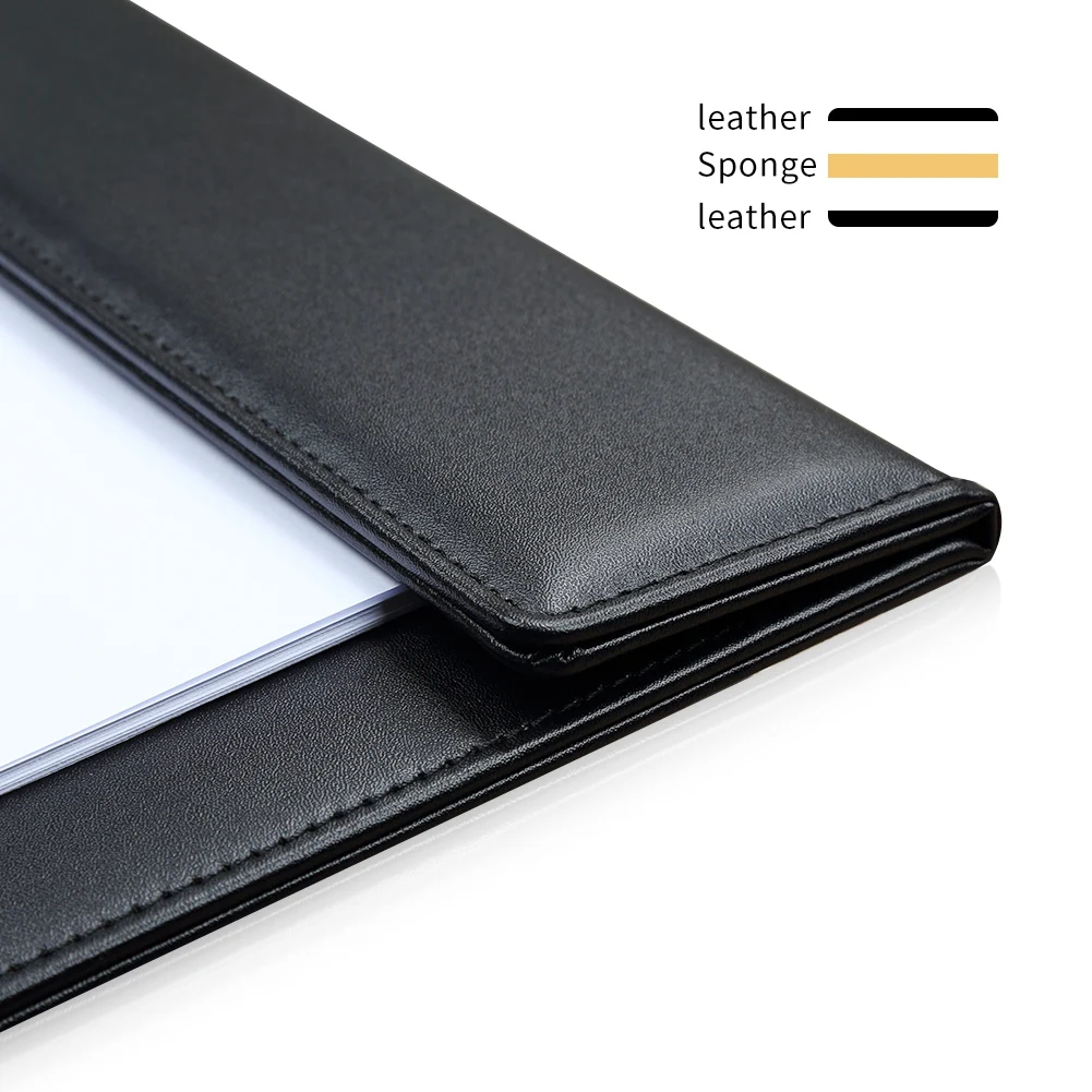 Custom and wholesale A4 Faux Leather Menu Clipboard Writing Board with Pen Slot