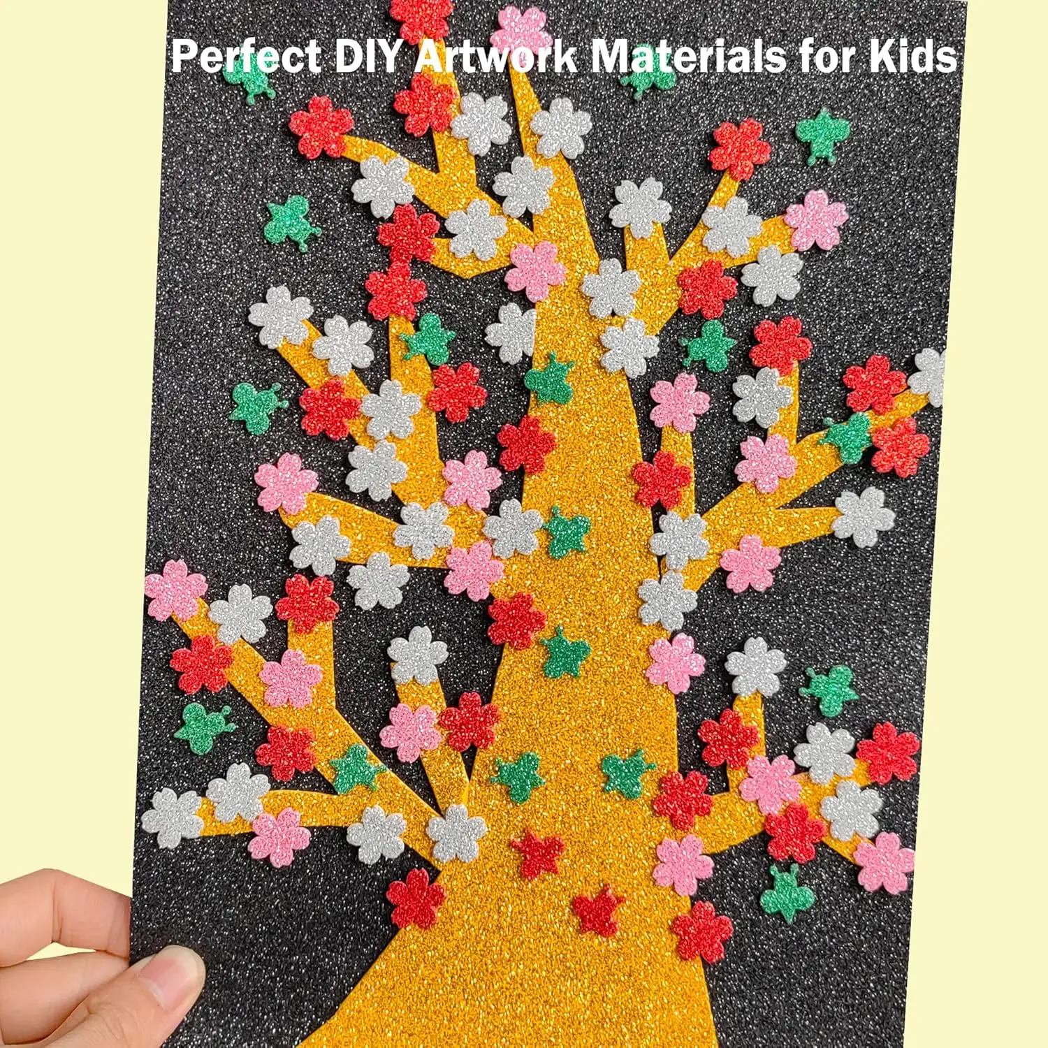 Self adhesive Glitter EVA foam sheet used for Christmas gift box packaging birthday party decoration DIY projects