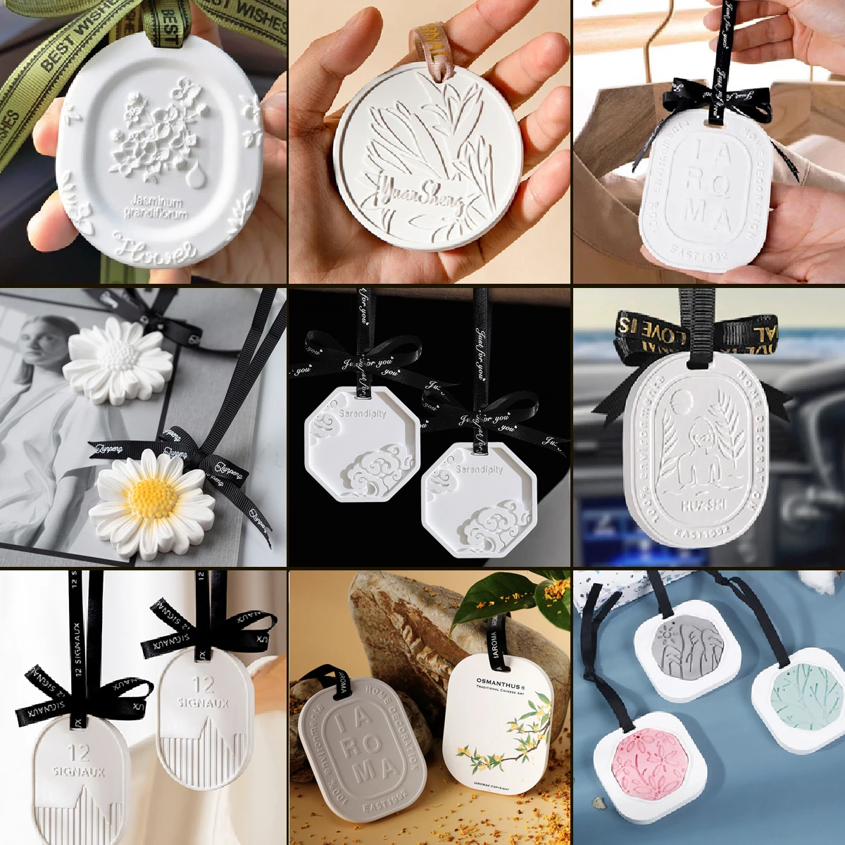 New Gypsum Ceramic Ornaments Aromatherapy Light Luxury Ancient Home Perfume Diffuser Stone Tablet Plaster Fragrance Pendant