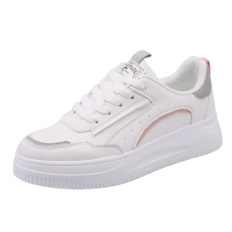 Customize Logo Lace up  Women Platform Women Sneaker Shoes Breathable Women White Sneakers