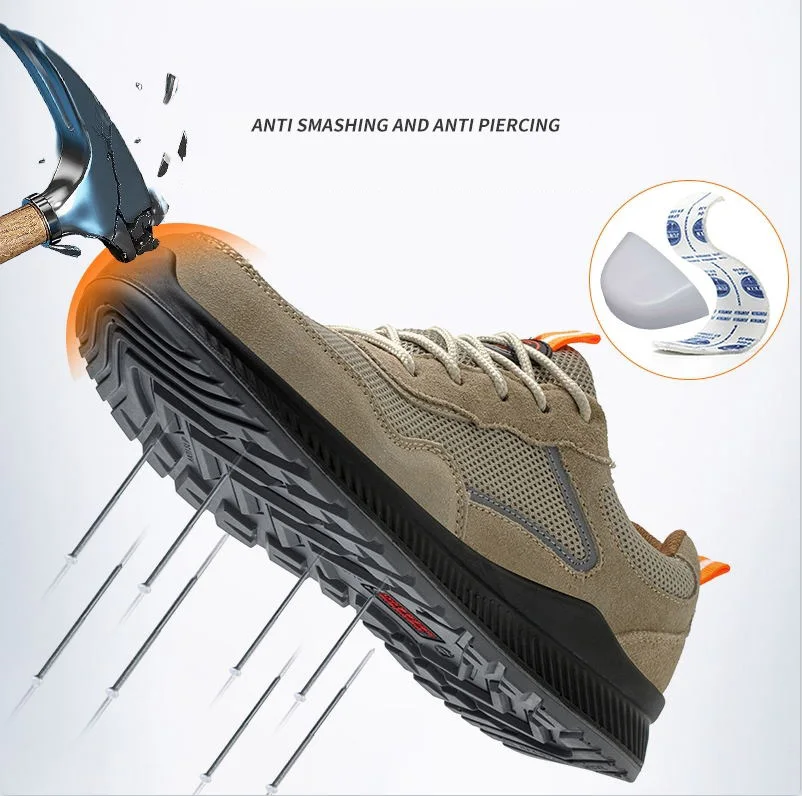 Anti electric anti smash breathable lightweight worker foot protection safety shoes hiking plastic toe footwear