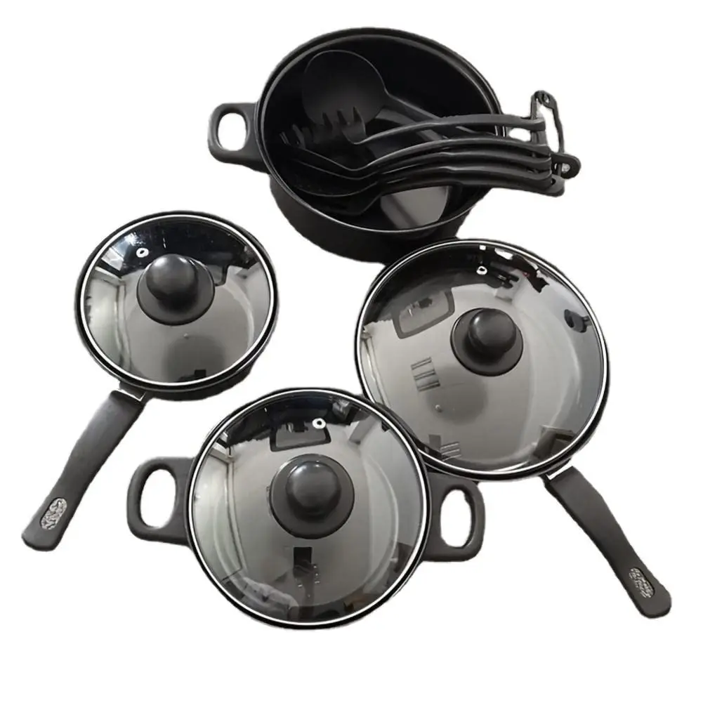 Hot Selling Kitchen 13 Piece Non Stick Cookware Sets Black Pot And Pans Cast Iron Cooking Pot Cookware Set