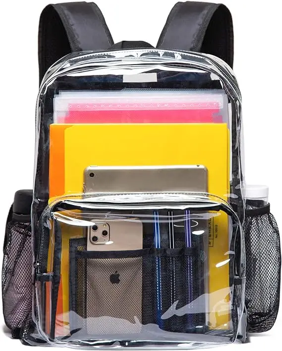 Clear Backpack Heavy Duty PVC Transparent Backpack with Reinforced Strap for College Workplace