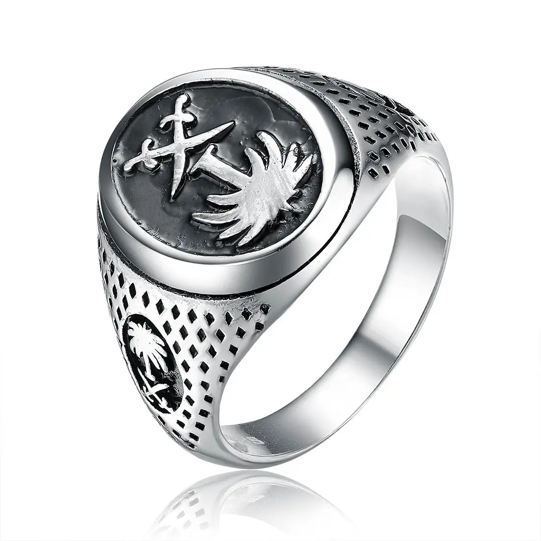 RN6602 Aceworks Top Fashion big agate stone turkish silver men ring