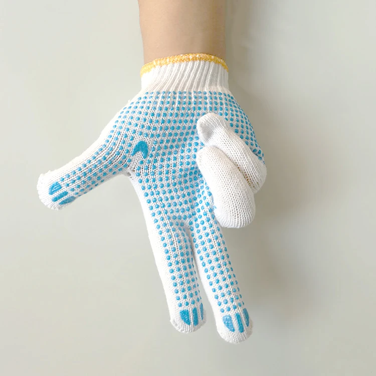
reinforced full grain products supra coating pvc dotted knit cotton safety working gloves guantes 