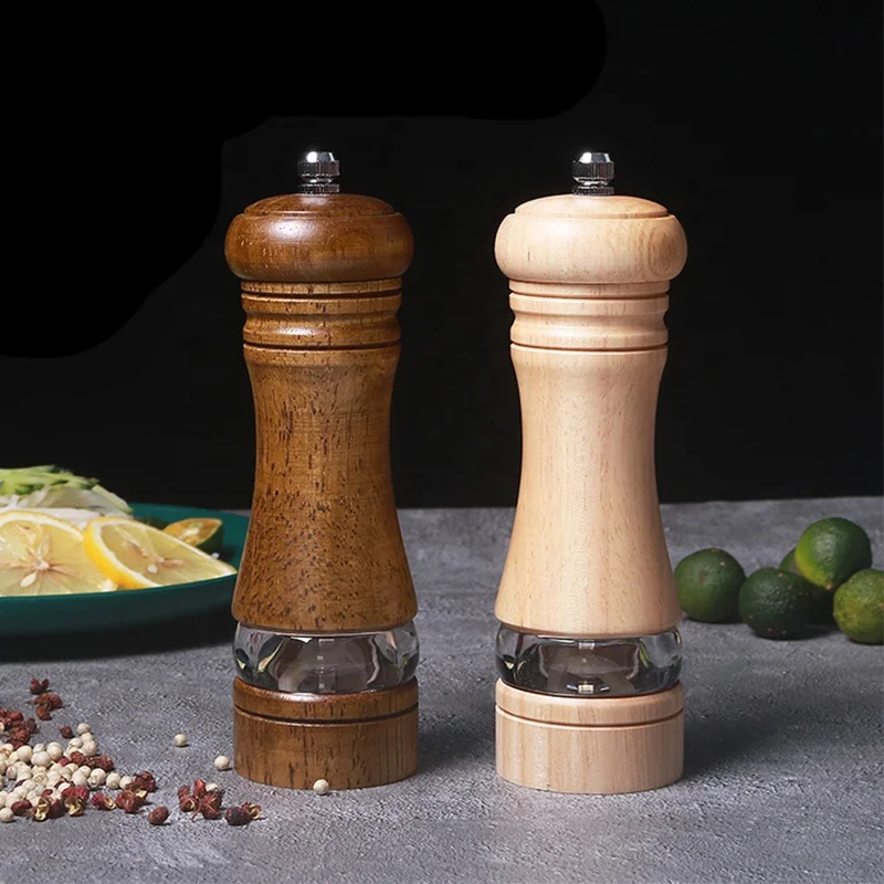 Hot selling peppercorn oak wood grinder wooden manual pepper grinders