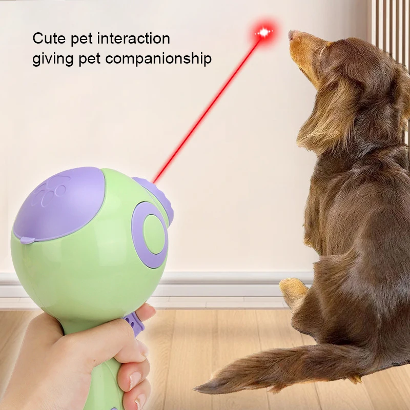 Interactive Dog Food Launcher Gun Cat Laser Pointer 2 in 1 Pet Slow Feeder Dispenser Toy Cat Dog Exercise Training Treat Toy