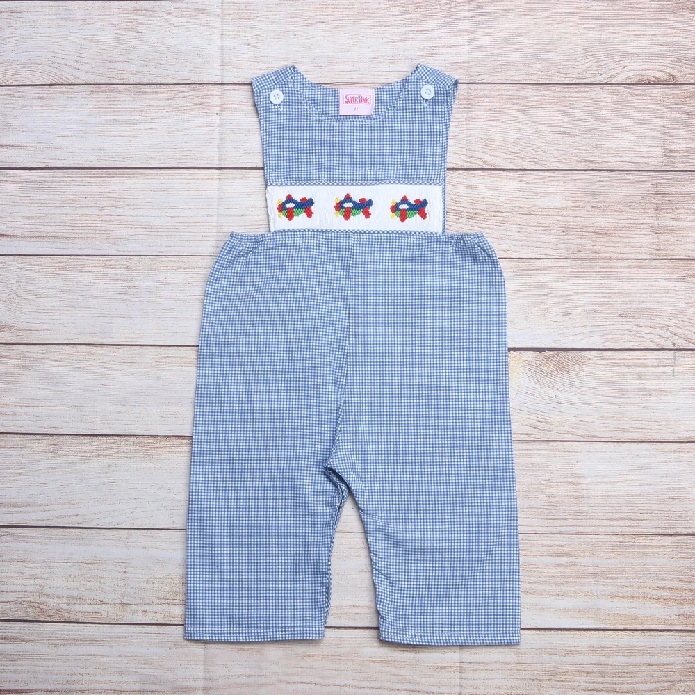 Boy Long Pants Smocked Cartoon Animal Pattern Kids Boy Backpack Pants For Children Boutiques Clothing