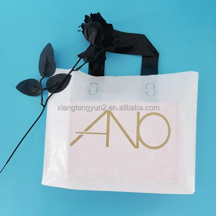Promotional Logo Printed Packaging shopping plastic bag custom with soft loop handle