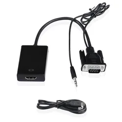Оптовая продажа VGA мужчин и женщин HDMI конвертер адаптер с 3 5 мм стерео кабель видеографической матрицы для портативных ПК HDTV проектором