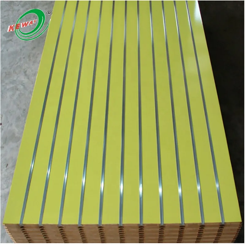 KEWAY Modern Slatwall Panel 4*8 inch Melamine Decoration Laminated Board 15mm 18mm MDF Slatwall Board