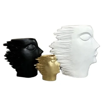 large human face pots fiber clay flower pot head planter vase for plants with Europe style