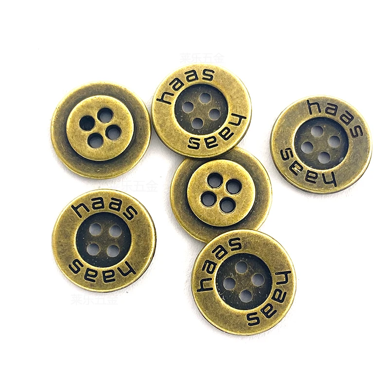 15mmButton Manufacturer zinc alloy Sewing 2-hole 4-hole Shirt Buttons gold vintage metal Custom DIY Buttons for Clothing/bag/hat