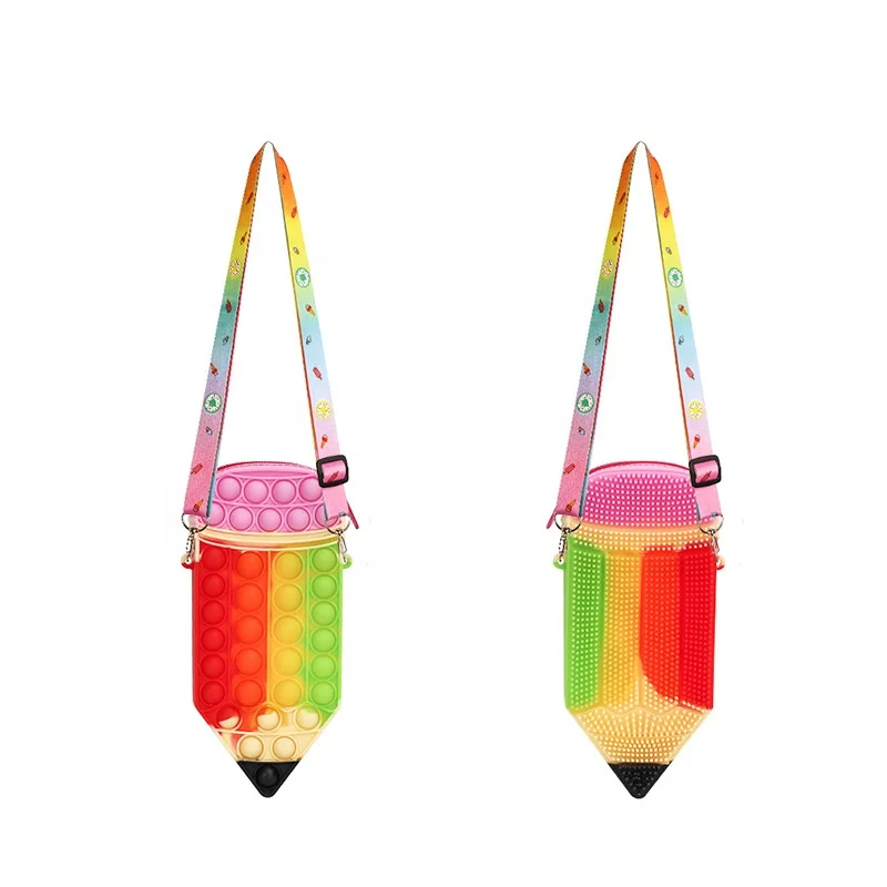 2021 Fashion Mini Kids Purse Crossbody Silicone Push Bubble Pencil Case Luxury Pop Its Bag Tote Handbag for Women Wholesale
