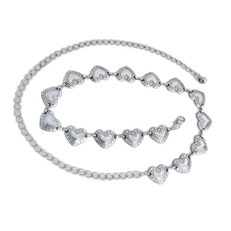 Винтажные золотые и Серебристые сплава для женщин Талия цепи пояса для свадебное платье «любящее сердце» женские ботинки с пряжкой на пояс