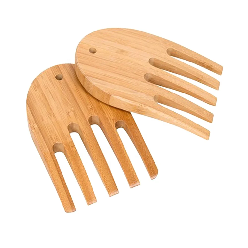 wood fruit salad serving hand bamboo salad server wholesale