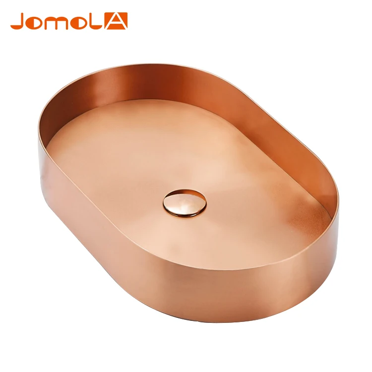 Modern oval round SS304 Sink Stainless Steel PVD black Bathroom Hand Wash pedestal Basin for Lavatory Vanity Cabinet