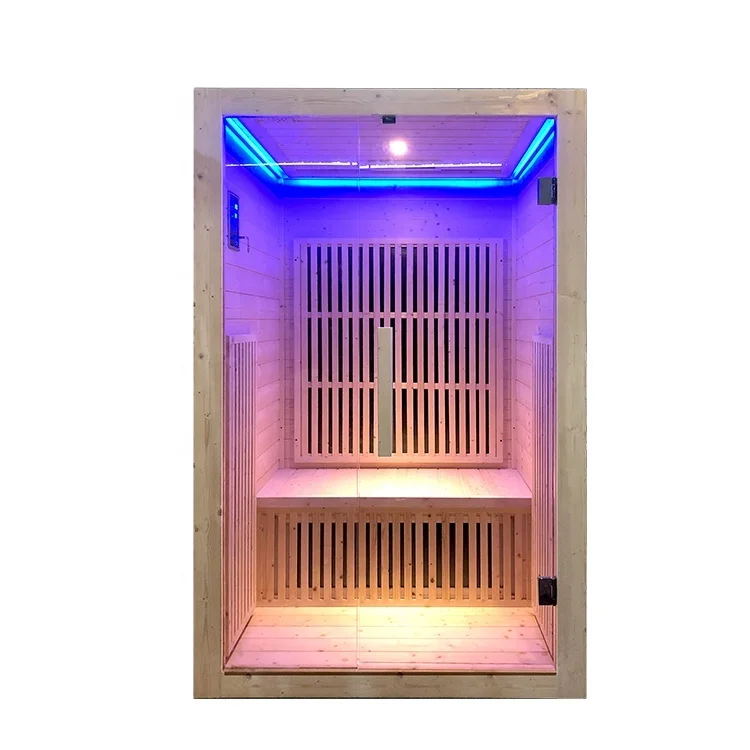 Solid Wood Infrared Sauna Room 2-4 People Capacity 220v Voltage with Far Infrared & Hemlock Functions & Features