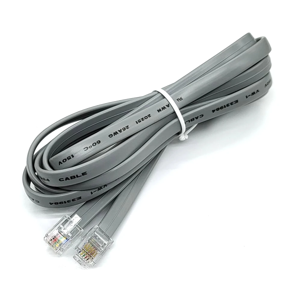 Custom flat copper conductor 26awg 28Awg 30awg straight core telephone cable rj12 6-pin telephone cable