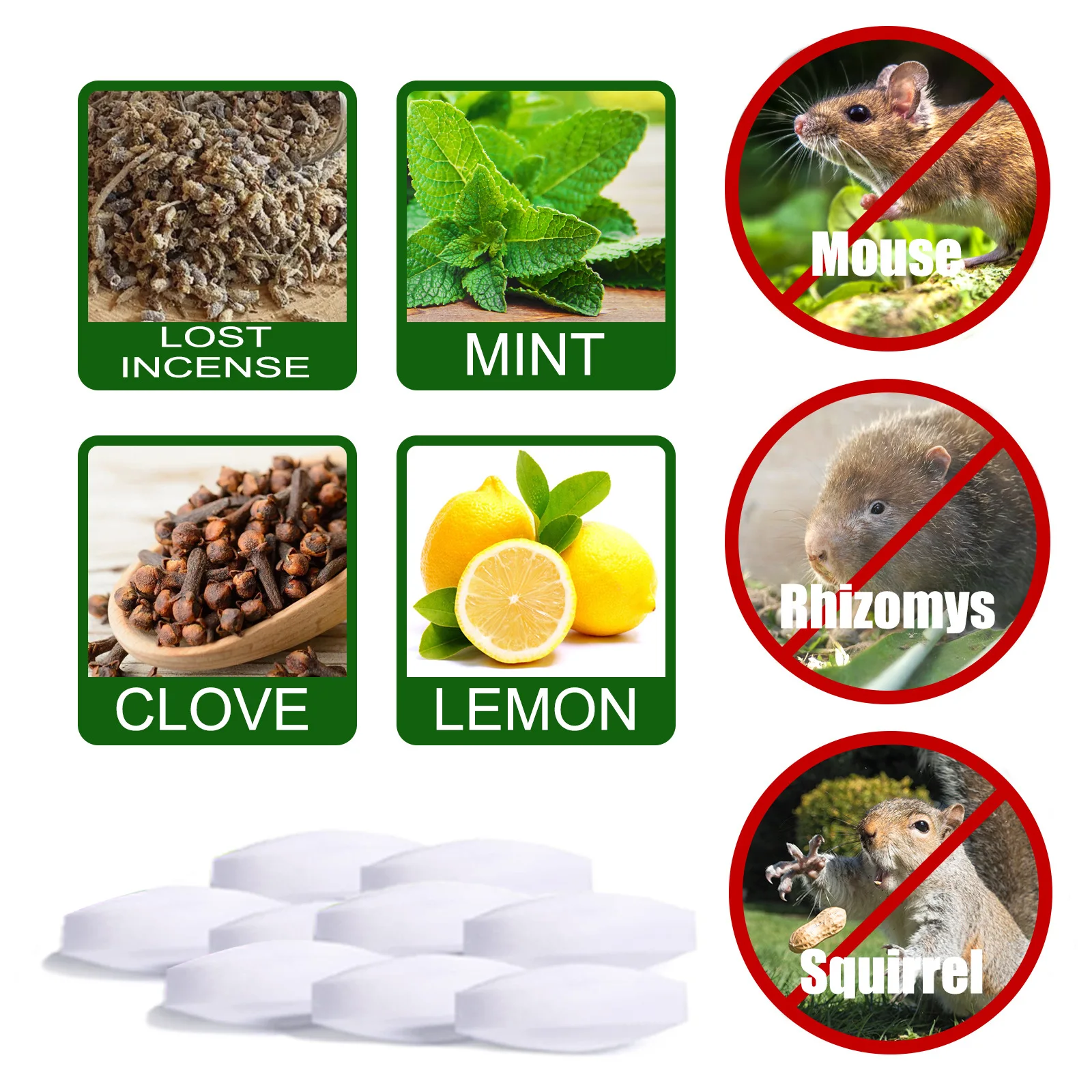 20pcs Natural Harmless and Chemical-free Strong Rat Repellent Cream Rodent Rat Repellent Gel Rodent Repellent Pills