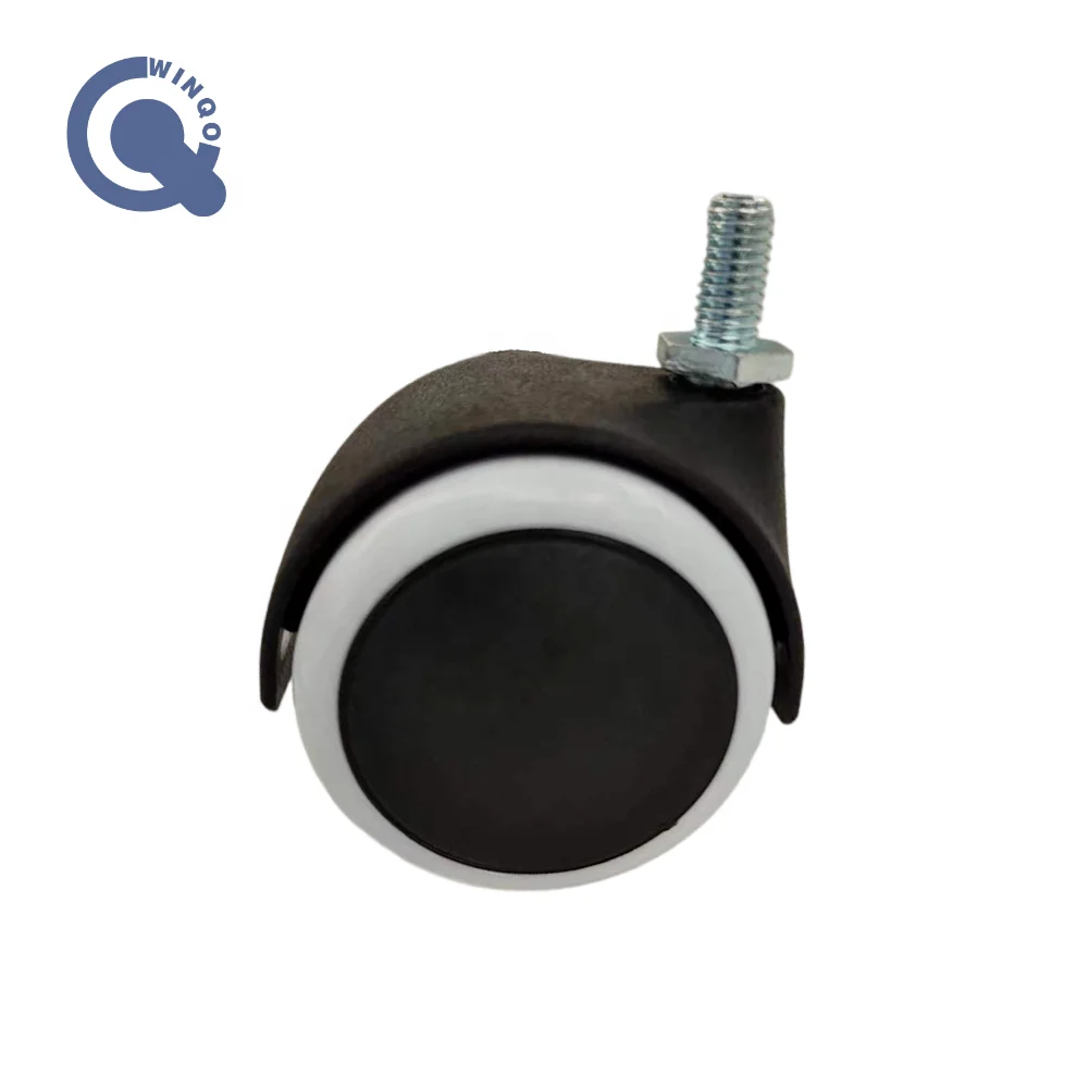 Silent 2 Inch 50mm White Furniture Castor PVC Nylon Chair Casters with Thread Screw 8x15