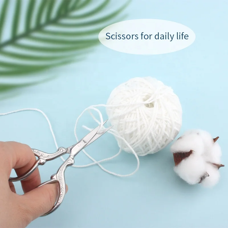 3Cr13 Embroidered Scissors Eyebrow Scissors Printed Scissors With Stainless Steel Color Handle