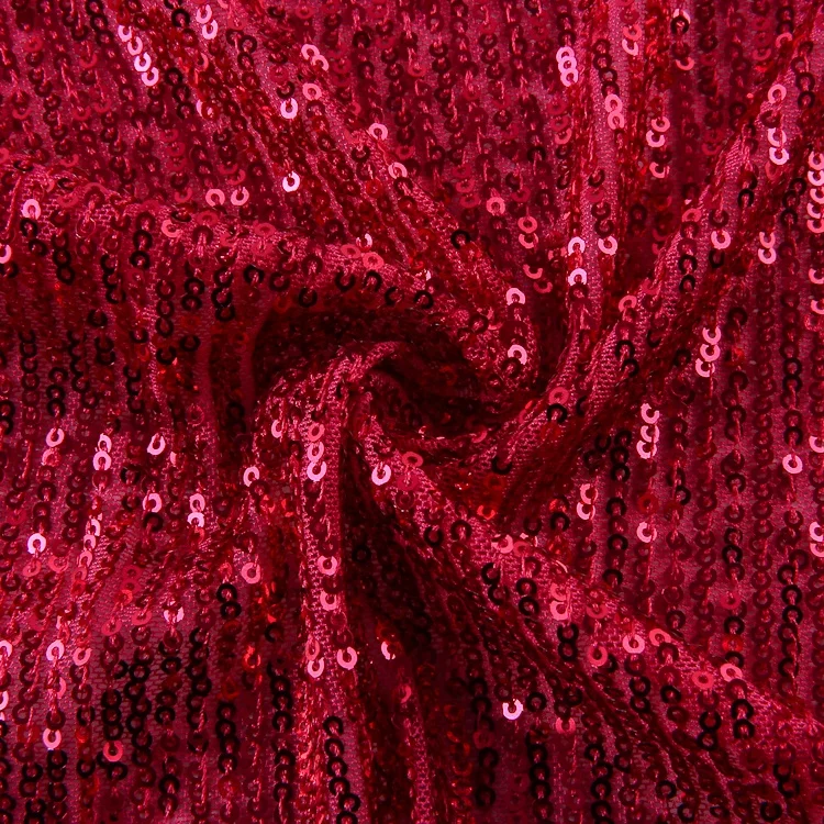 2024 New fashion cheap wholesale price 95%polyester 5%spandex white red glitter patterns fancy embroidery jacquard sequin fabric