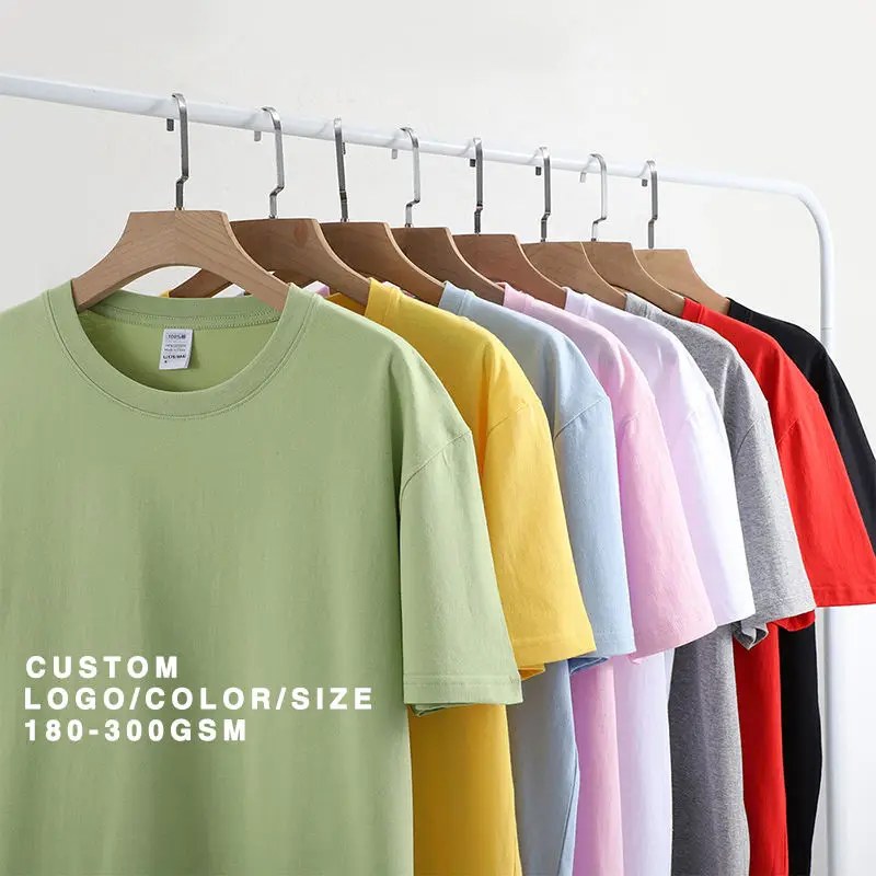 Premium Cotton High Quality t shirt Custom LOGO Print T-shirt unisex Heavyweight Oversized Blank Plain T Shirts