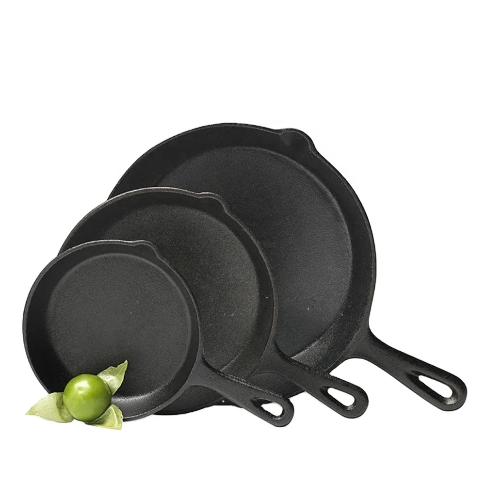 Wholesale Nonstick Cookware Skillet Set of 3 Cast Iron Frying Pans Set With Short Handle
