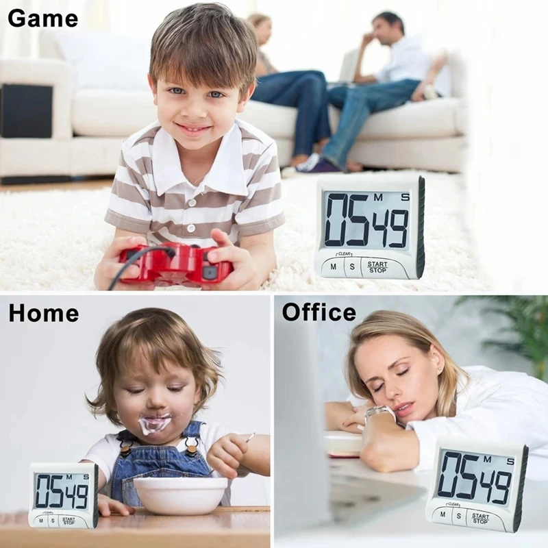 Digital Kitchen Timer&Stopwatch Bold Digits Simple Operation Loud Alarm Magnetic Kickstand For Cooking And Classroom