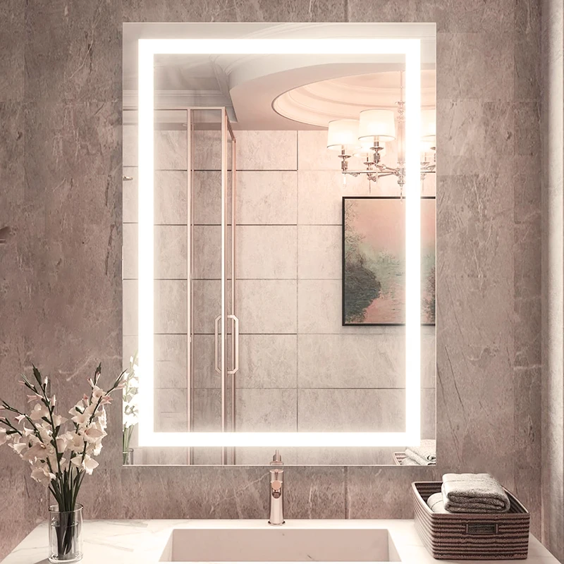 Factory wholesale full UL CE hotel light mirrors touch sensor dimmer CCT 3000K-6000K 48*36/60*36 inch bathroom led wall mirror