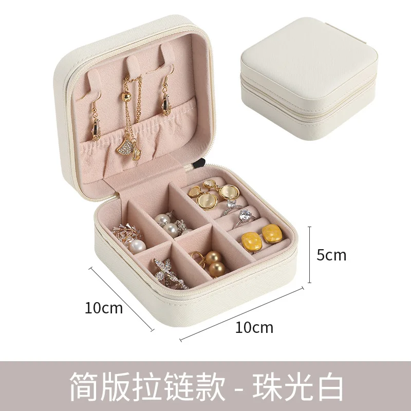 2022 New Design Portable Travel Mini Jewelry Box Leather Jewellery Ring Organizer Case Storage Gift Box Girls Women